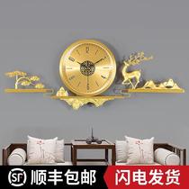 New Chinese pure copper clock hanging clock living room home fashion clock hanging wall modern light extravagant hanging watch foe cross