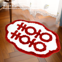 Little Red Book with the same wedding mat into the door mat Chinese wedding room layout mat bedroom happy character lace carpet