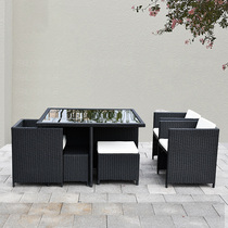 Vines open air outdoor table and chairs Cane Chair Patio Outdoor Villa balcony Garden Hotel Restaurant Outswing Leisure Brief