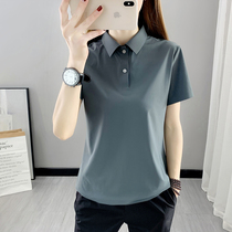 Quick-drying clothes womens summer thin short-sleeved outdoor sports running loose POLO shirt group dress advertising shirt ice silk T-shirt
