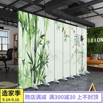 New Chinese screen partition living room folding mobile simple modern hotel bedroom porch fabric double-sided folding screen