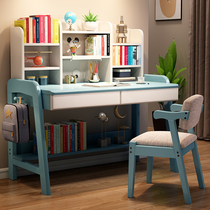 Solid Wood Learning table with bookshelf can be lifted and lowered for primary school students desks and chairs set home writing desk childrens desk