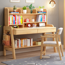 Lifting childrens study table with bookshelf desks and chairs boys home writing homework table students solid wood desks