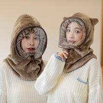 Hat female cycling windproof cap cap cap warm hat autumn and winter scarf one-piece hooded cold protection ear cap