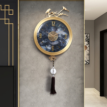 Chinese pure copper living room wall clock atmospheric home fashion clock modern light luxury restaurant clock New Chinese quartz clock