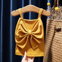 Baby girl foreign style bow slim vest 1-6 years old T girl cool summer dress female baby cute princess sling