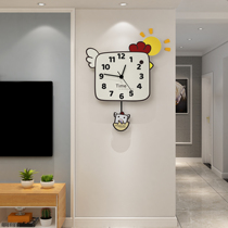 Net red cartoon clock wall clock living room light luxury personality creative fashion decoration bedroom children silent clock Wall