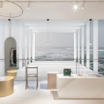 3d stereo space visual extension mural company living room background wall Nordic sea landscape simple decorative wallpaper