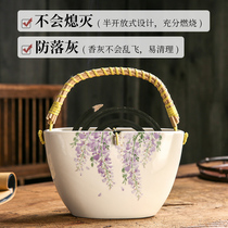 Portable aromatherapy stove Ceramic incense burner Mosquito repellent Hand painted incense burner Home creative ornaments Indoor incense toilet deodorant