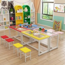 Tempered glass painting art table studio table and chair combination primary and secondary school kindergarten desks and chairs calligraphy table handmade table