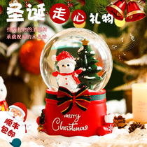 Crystal Ball Music Box Glass Music Box Automatic Snow Christmas Desktop Decoration Little Girl Birthday Gift