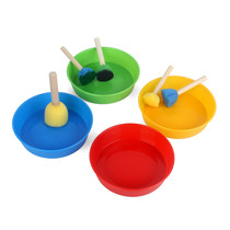 Kindergarten childrens painting 4 color paint Cup Primary School students art supplies plastic plate watercolor gouache color Bowl
