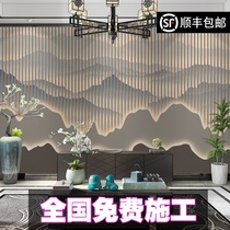 New Chinese style decoration wallpaper 8d modern ink landscape art ear museum background wall decoration tea room wallpaper