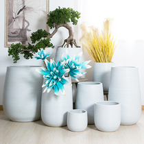 Jingdezhen ceramic handmade pots flower pots flower green plant pots large diameter clay pots home living room hotel outdoor ornaments