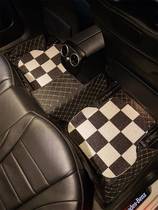 Car silk ring foot pad carpet easy to clean single piece fixed universal anti-dirt protection pad car black and white frame foot pad