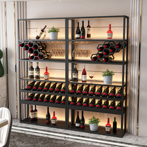 Zhongyi iron square iron wine display rack wine wine cabinet luminous shelf floor display cabinet tall cup holder
