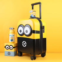 Little yellow people Childrens trolley box shameless dad 18 inch universal wheel mute trolley case boys and girls tie rod backpack case