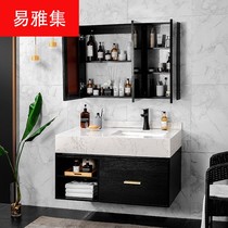 Bathroom imitation marble hanging basin Sink basin cabinet Intelligent mirror cabinet Nordic solid wood bathroom cabinet combination