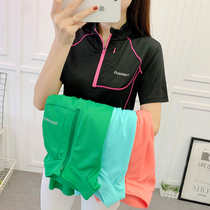 2021 summer womens outdoor short-sleeved stand-up collar quick-drying clothes Quick-drying fitness running sports T-shirt perspiration breathable