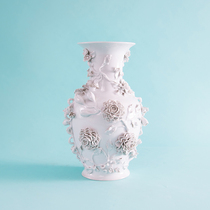 GERODI handmade ceramic flower white porcelain vase decoration bottle general bottle handmade flower ceramic decoration