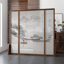 New Chinese style screen partition living room simple modern bedroom block home Zen landscape solid wood seat screen mobile