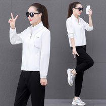 Spring and Autumn 2021 new casual suit womens high-skinny pants long sleeve two-piece tide ANTA E ERKE