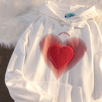 American retro vintage National tide love niche design sense sweater men and women couples sweet cool hooded jacket