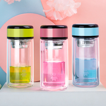 Anhui double-layer single-layer glass cup female students net red cup in cute bubble tea cup custom printed logo