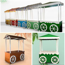 Solid Wood trolley anticorrosive wood cart stalls shop promotion car antique mobile snack car