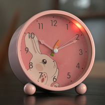 Children girl bunny alarm clock students with wake-up artifact bedroom ornaments cartoon cute mute clock