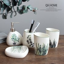 Family combination Light luxury mouthwash cup set Ceramic brushing cup Household dental toiletries American bathroom kit
