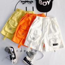 Boys summer cotton five-point pants summer 2021 new childrens shorts overalls baby 2-7 years old foreign pants