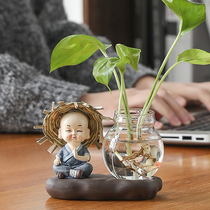 Green Luo hydroponic flower pot vase transparent glass flower arrangement living room desk decorations home furnishings