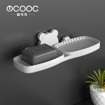 Soap box suction cup wall-mounted creative drain rack household double compartment bathroom double bathroom non-perforated soap rack