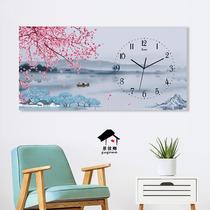 Hanging clock rectangular Nordic modern simple personality living room dining room decoration painting hanging clock mute can cover the electric box