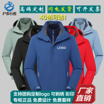 Household Walker pure color suit custom men and women three in one winter jacket tooling printing embroidered logo overalls