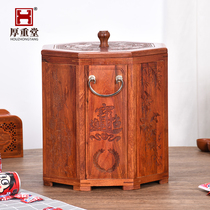 Myanmar pear carved rice barrel household wooden barrel insect repellent moisture storage rice box kitchen wooden sealed rice tank rice barrel