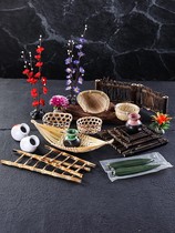 Japanese food pendants decorative dishes embellish bamboo fence bamboo steak Japanese barbecue sashimi decorations platter ornaments props