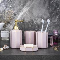 Nordic Light Lavish Ceramic Bathroom Suit Creative Sketching Minimalist Toiletries Cup Sub Kit Dental Cylinder Bathroom Toothbrush Holder Cup