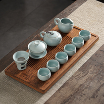 Ru kiln kung fu tea set open piece household porcelain sky blue office high-grade teapot Cup Cup Cup Cup Cup Cup Cup Cup Tea