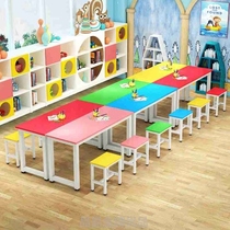 Primary School color desks and chairs fashion kindergarten childrens studio training table painting simple class counseling table