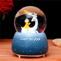 Sky City Elk Crystal Ball Music Box Girl Ornaments Music Box for Girlfriend Boys Couple Birthday Gift