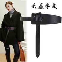 Coat belt with skirt wide waist seal womens fashion decoration sweater Joker leather cashmere wool belted belt