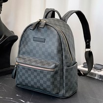 Tide brand fashion new backpack classic plaid pattern shoulder bag mens outdoor travel bag college student school bag
