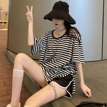 Pajamas womens summer short-sleeved shorts spring and autumn summer can wear womens two-piece home clothes