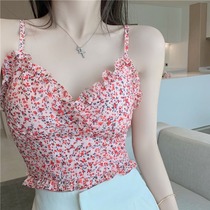 Broken Flowers Rag Chest Harness Sleeveless Little Vest Woman Summer 2022 New Style Sweetness Temperament High Waist Short blouses