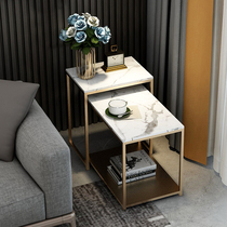 Living room sofa side cabinet small coffee table square a few simple side table side table marble retractable side light Luxury Corner