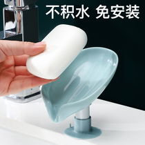 Soap box soap rack drain non-perforated household toilet bathroom vertical creative suction cup Wall soap holder