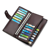 Theft-proof brush documents bag male and female real leather large capacity long multifunction card wallet integrated multi-position card holder
