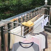 Large balcony outside drying rack drying quilt outside window telescopic folding anti-theft net outdoor railing adhesive hook anti-off hanger